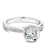 A Noam Carver white gold engagement ring with milgrain detailing and 45 diamonds.