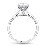 A Noam Carver white gold engagement ring with milgrain detailing and 45 diamonds.