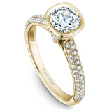 A Noam Carver yellow gold engagement ring with 102 diamonds.