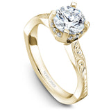 A Noam Carver yellow gold engagement ring with 12 diamonds.