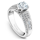 A Noam Carver white gold engagement ring with 62 round diamonds on a band. 