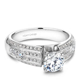 A Noam Carver white gold engagement ring with 62 round diamonds on a band. 