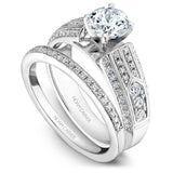 A Noam Carver white gold engagement ring with 62 round diamonds on a band. 