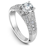 A Noam Carver white gold engagement ring with 54 diamonds on a band.