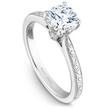 A Noam Carver engraved white gold engagement ring with 6 diamonds. 