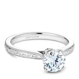 A Noam Carver engraved white gold engagement ring with 6 diamonds. 