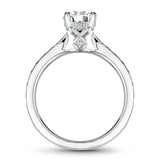 A Noam Carver engraved white gold engagement ring with 6 diamonds. 