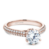 A Noam Carver rose gold engagement ring with 46 diamonds.