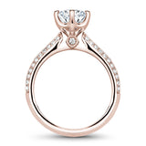 A Noam Carver rose gold engagement ring with 46 diamonds.