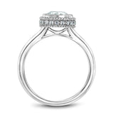A Noam Carver white gold engagement ring with 20 diamonds and milgrain detailing.