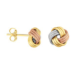 14K Gold Polished & Diamond Cut Love Knot Stud Earring