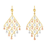 14K Tri-color Gold Bead Chandelier Earring