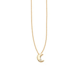 14K Gold .005ct Diamond Moon Necklace