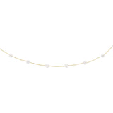 14K Gold Pearl Station Necklace