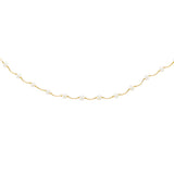 14K Gold Pearl Station Scalloped Necklace