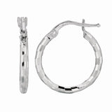 Silver Squares Small Hoop Earring