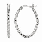 Sterling Silver Diamond Cut/ Textured Earring with Hinged Clasp