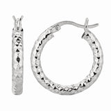 Sterling Silver Diamond Cut/ Textured Earring with Hinged Clasp