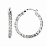 Sterling Silver Diamond Cut/ Textured Earring with Hinged Clasp