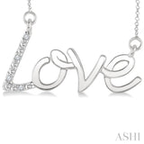 1/50 Ctw Round Cut Diamond Love Pendant with Chain in Sterling Silver