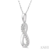 1/10 Ctw Figure Eight Round Cut Diamond Infinity Petite Pendant in 10K White Gold with chain
