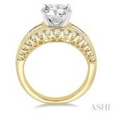 1 1/2 Ctw Diamond Semi-Mount Engagement Ring in 14K Yellow and White Gold