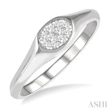 1/8 Ctw Oval Shape Lovebright Diamond Ring in 14K White Gold