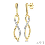 1/6 Ctw Infinity Round Cut Diamond Long Earrings in 10K Yellow Gold