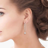 1/3 Ctw Round Dangler Lovebright Diamond Earring in 14K White Gold