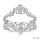 1/4 Ctw Oval Fleur De Lis Round Cut Diamond Insert Ring in 14K White Gold