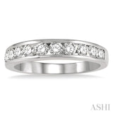 3/4 Ctw Channel Set 11 Stone Round Cut Diamond Wedding Band in 14K White Gold