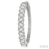 2 Ctw Zigzag Baguette and Round Cut Diamond Hoop Earrings in 14K White Gold