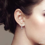 2 Ctw Zigzag Baguette and Round Cut Diamond Hoop Earrings in 14K White Gold