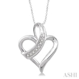 1/20 Ctw Round Cut Diamond Heart Pendant in Sterling Silver with Chain