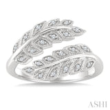 1/10 Ctw Round Cut Diamond Leaf Ring in Sterling Silver