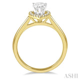 5/8 Ctw Pear and Round Cut Diamond Ladies Engagement Ring with 1/2 Ct Pear Cut Center Stone in 14K Yellow and White Gold