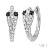 1/4 Ctw Serpent Head With Black Diamond Eyes Round Cut Diamond Huggie Petite Earrings in 10K White Gold