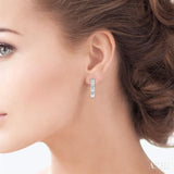 1/20 Ctw Mini Hearts Round Cut Diamond Hoop Earrings in Sterling Silver