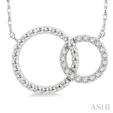 1/10 Ctw Interlocking Twin Circles Round Cut Diamond Pendant With Chain in 10K White Gold
