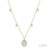 3/4 Ctw Pear Shape Lovebright Round Cut Diamond Necklace in 14K Yellow and White Gold