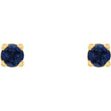 14K Yellow Gold 2.5 mm Natural Blue Sapphire Earrings
