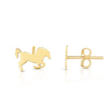 14K Gold Horse Stud Earrings