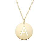14K Gold Disc Initial A Necklace