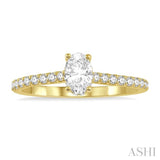 1/2 Ctw Round Cut Diamond Engagement Ring With 1/4 ct Oval Cut Center Stone in 14K Yellow Gold