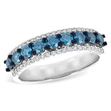 14KT Gold Ladies Blue Diamond Wedding Ring