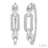 1/10 Ctw Round Cut Diamond Paperclip Hoop Earrings in Sterling Silver