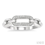 1/10 Ctw Round Cut Diamond Paperclip Ring in Sterling Silver