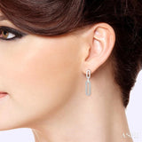 1/10 Ctw Round Cut Diamond Paperclip Earrings in Sterling Silver