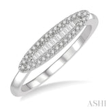 1/5 Ctw Pod Center Baguette and Round Cut Diamond Stackable Petite Fashion Ring in 10K White Gold