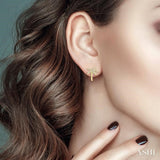 1/10 Ctw Palm Tree Round Cut Diamond Petite Fashion Earrings in 10K Yellow Gold